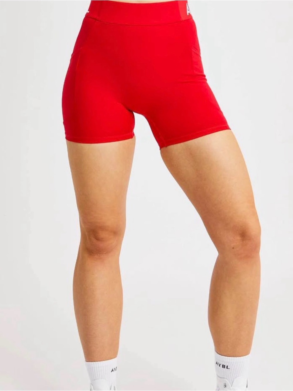 AYBL Red High-Waist Athletic Bike Shorts